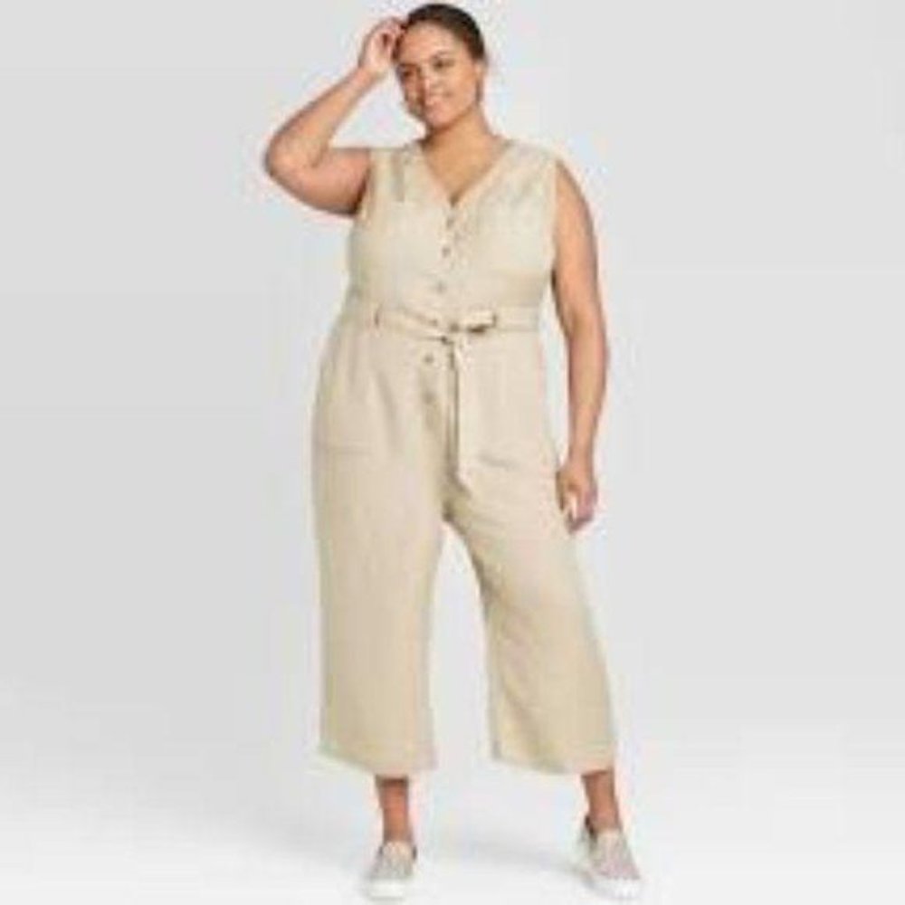 A New Day Sleeveless Linen Plus Jumpsuit XXL